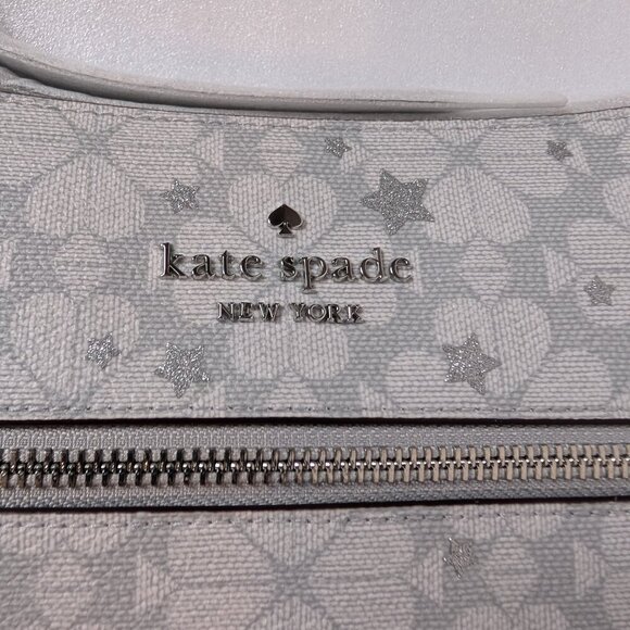 NWT Kate Spade - Spade Flower Star Toss Large Swingpack Crossbody Platinum Grey - Picture 6 of 11